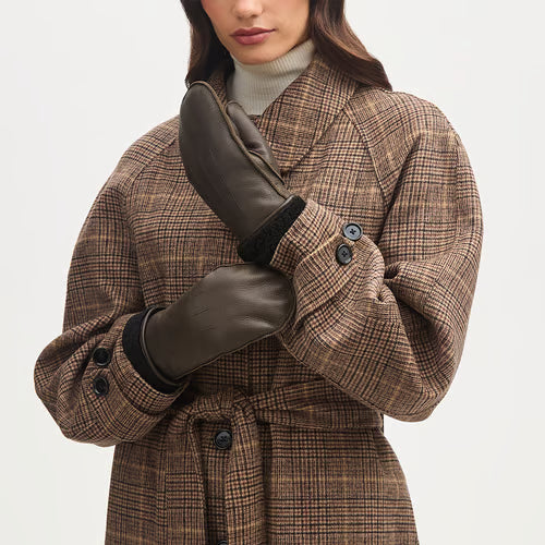 Women's Shearling Lined Leather Mittens