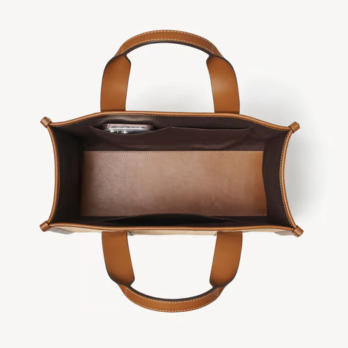 Natural Chevron Raffia & Smooth Bag