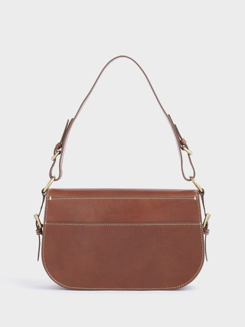 Brown Italian Leather Convertible Saddle Bag