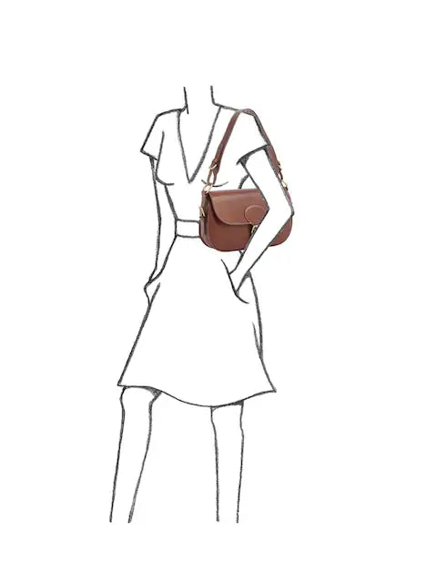 Brown Italian Leather Convertible Saddle Bag