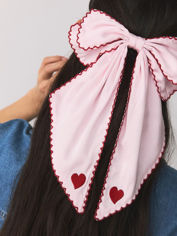 Pink Valentines Bow Hair Clip