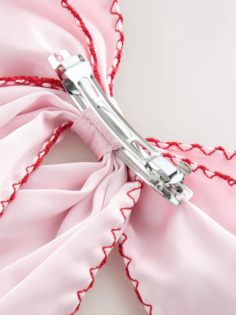 Pink Valentines Bow Hair Clip